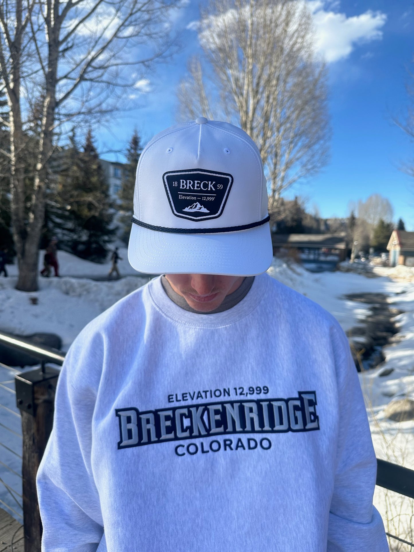 White Breck Cap W/ Black Rope