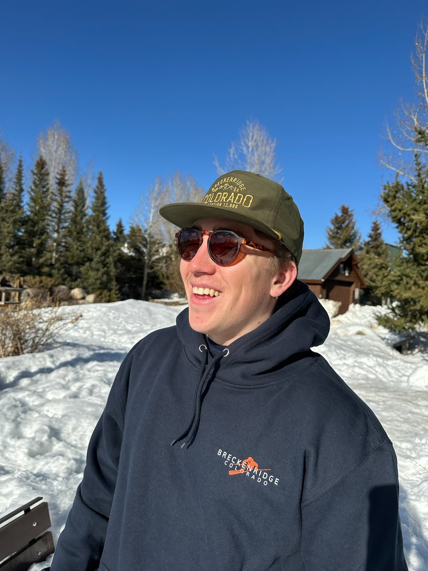 Breck Loden Green Flat Brim With Gold Rope | Green Flat Brim Snap Back Breckenridge | Breck CO Green Cap | Shop Breck Hat Co