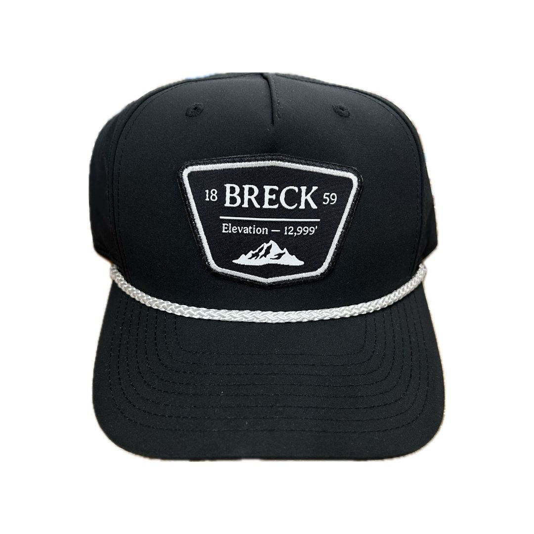 Black Breckenridge Hat, White Rope, Black Breck snapback