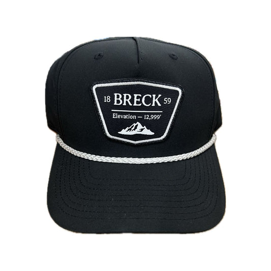 Black Breckenridge Hat, White Rope, Black Breck snapback