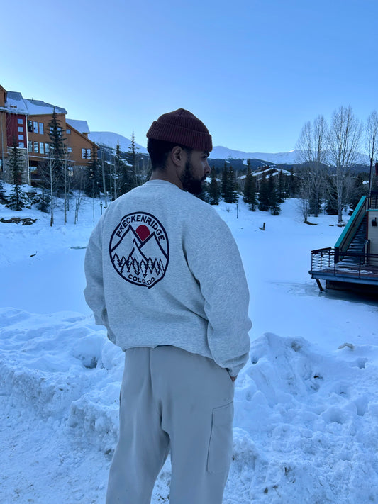 Breck Mountain Crew Neck in white | White Breckenridge Crew Neck | Shop Breck Hat Co 