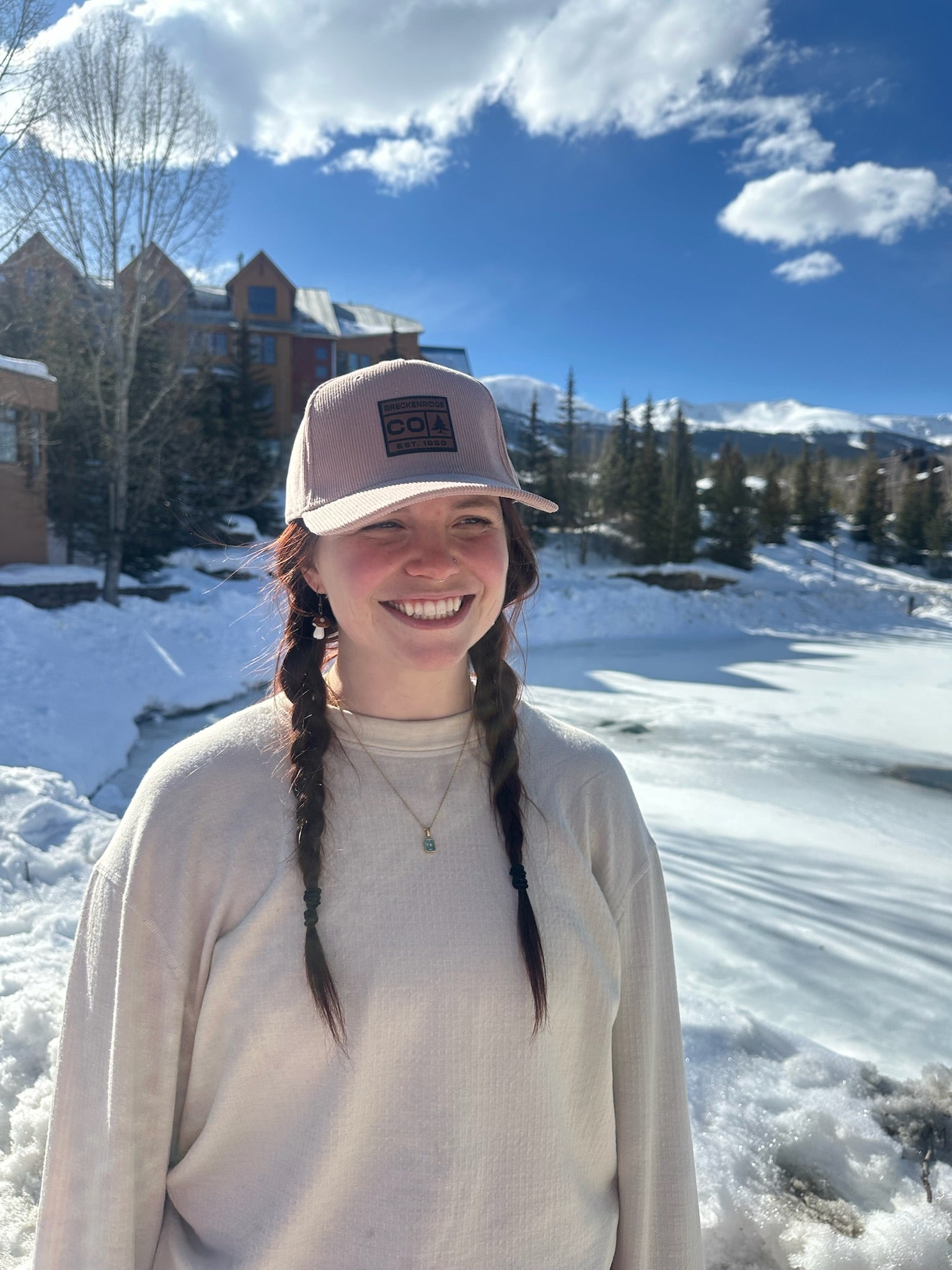 Corduroy Cap W/ Leather Patch- Dusty Rose | Rose Breckenridge Cap | Corduroy Pink Breck Hat | Leather Patch | Shop Breck Hat Co