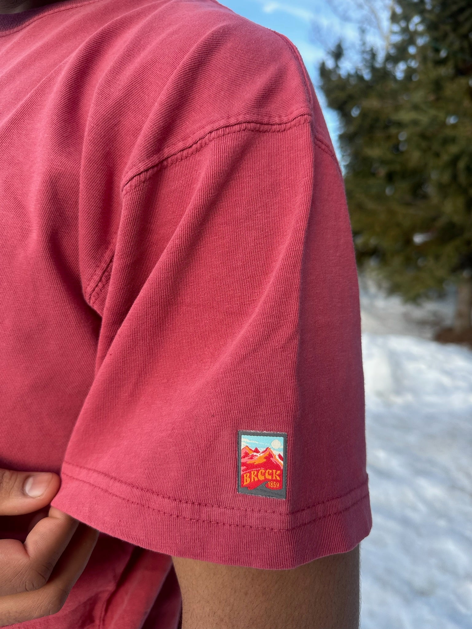 Retro Breck Mountain Tee- Scarlet Red | Red Retro Breck T Shirt | Throwbak Breckenridge shirt | Shop Breck Hat Co
